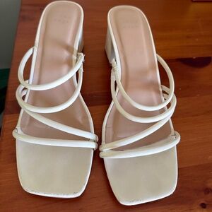 A New Day Strappy Block Heel Sandals | White | Size 9